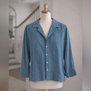 Vintage 100% Silk Silkland Button Up Lined Blouse Blazer Sz Small